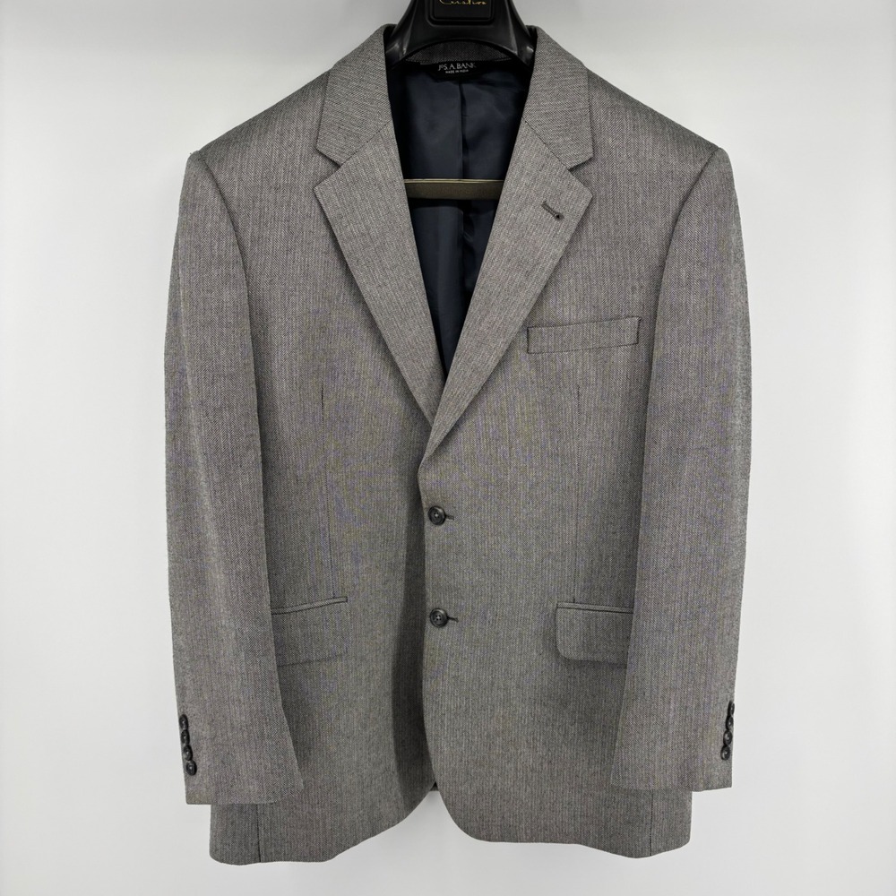 Jos. A. Bank Signature Collection Grey Herringbone Silk Camel Hair Blazer 43R